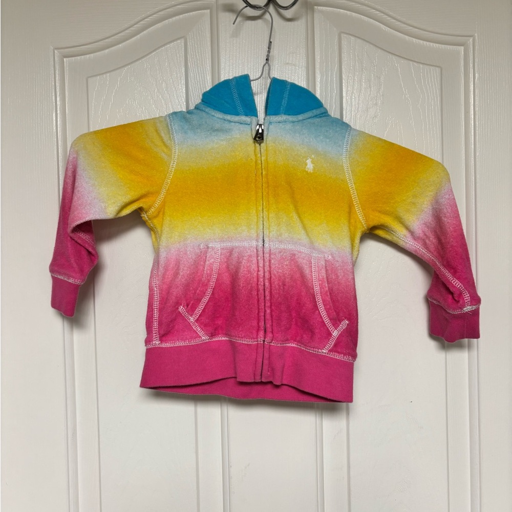 Ralph Lauren Kids Ombre Zip-Up Hoodie in Pink, Yellow & Blue